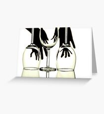 Abstract Hands and Wine Glasses Greeting Card