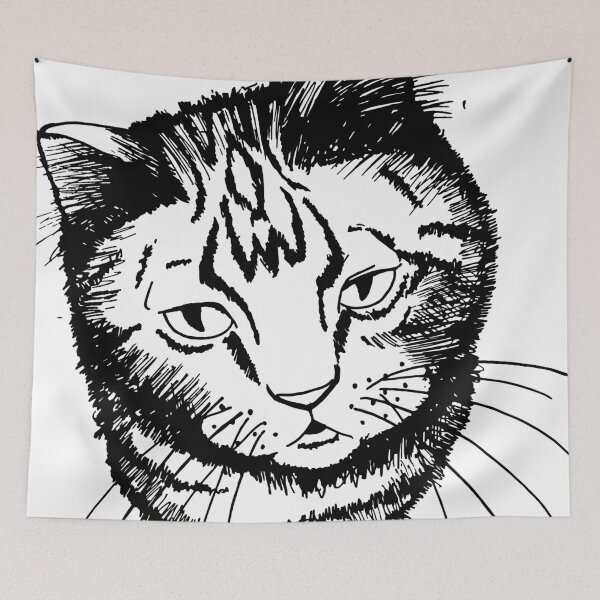 Artikelvorschau, Klaus die Katze, Katzenzeichnung, Strichzeichnungen, Malvorlagen für Erwachsene, digitaler Kunstdruck entworfen und verkauft von LastMinuteLaura.