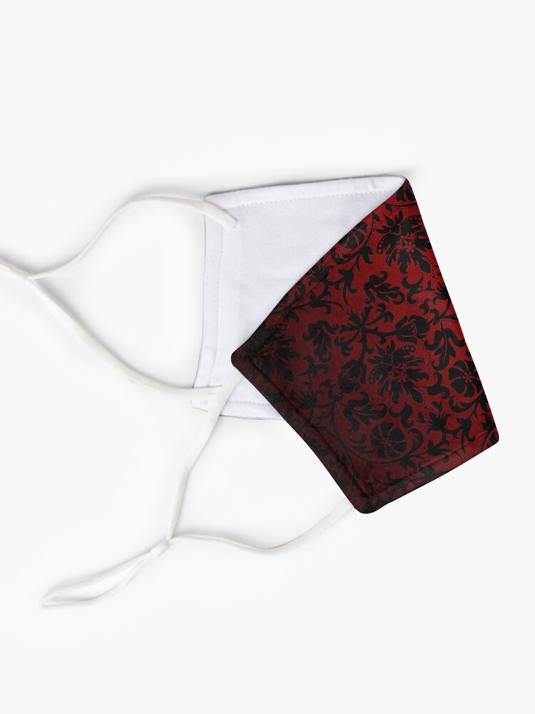 Alternate view of Dark Red and Black Damask Pattern Mask