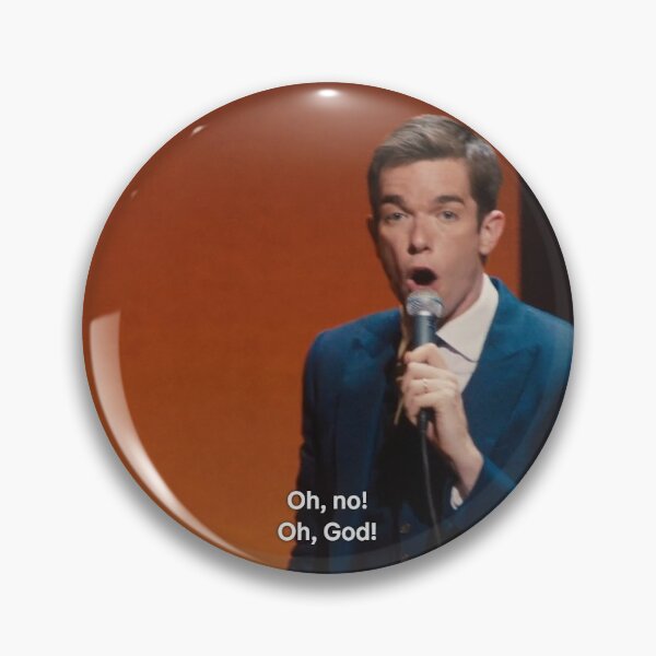 Item preview, John Mulaney oh no! mask sticker button pin  designed and sold by Dorothy Medlin.