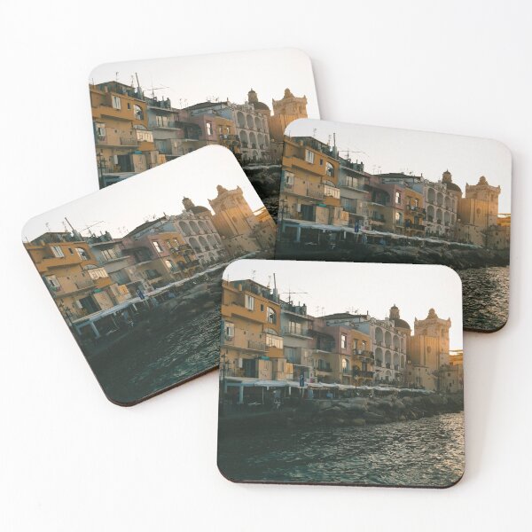 Item preview, Sunset over the Mediterranean sea and the historic Italian village Ischia Porto, Italy designed and sold by michieldros.