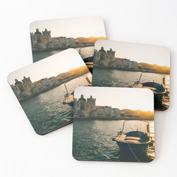Item preview, Boat and sunset in Ischia Porto, Italy designed and sold by michieldros.