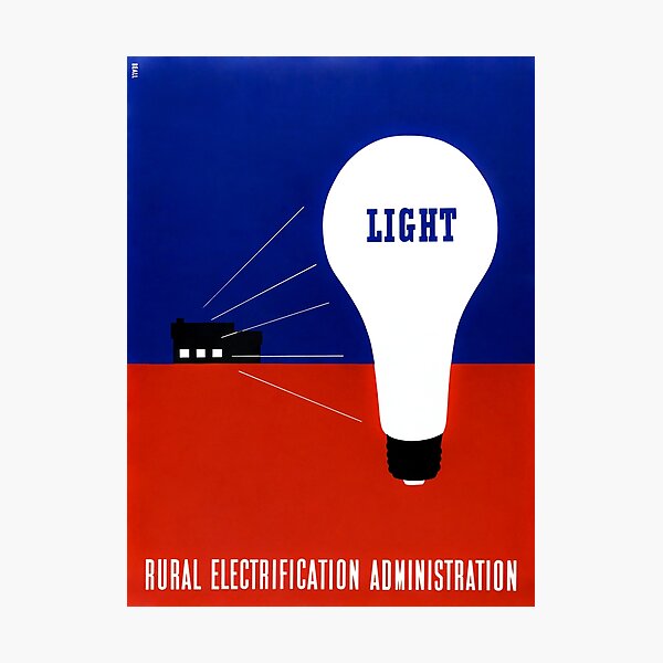 Item preview, LIGHT - Rural Electrification Administration Print - Circa 1940 designed and sold by warishellstore.