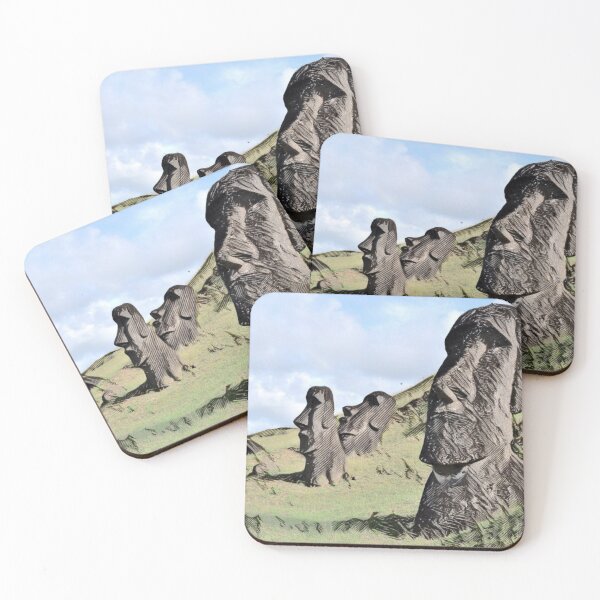 Item preview, Chile Easter Island Moais Ahu Tongariki Colored Sketch designed and sold by D4li98.