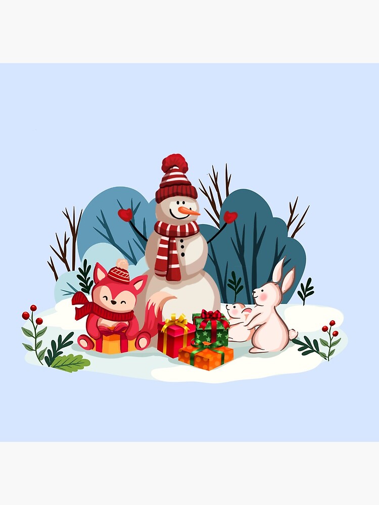Christmas Snowman And His Furry Friends™ by TeelieTurner