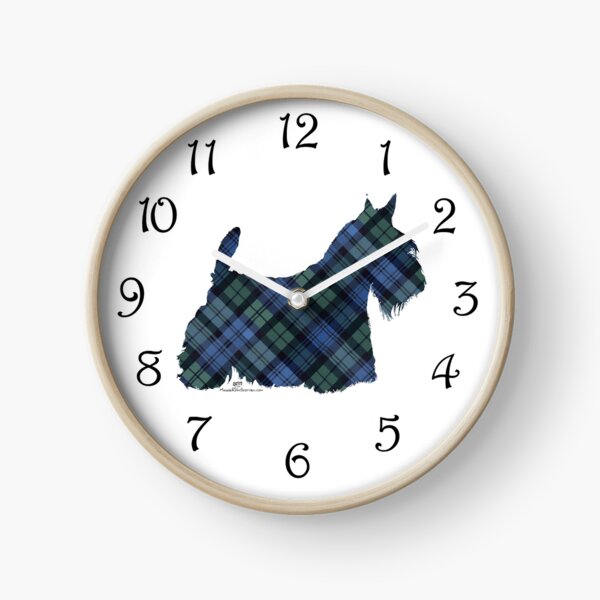 Scottish Terrier Black Watch Tartan Clock