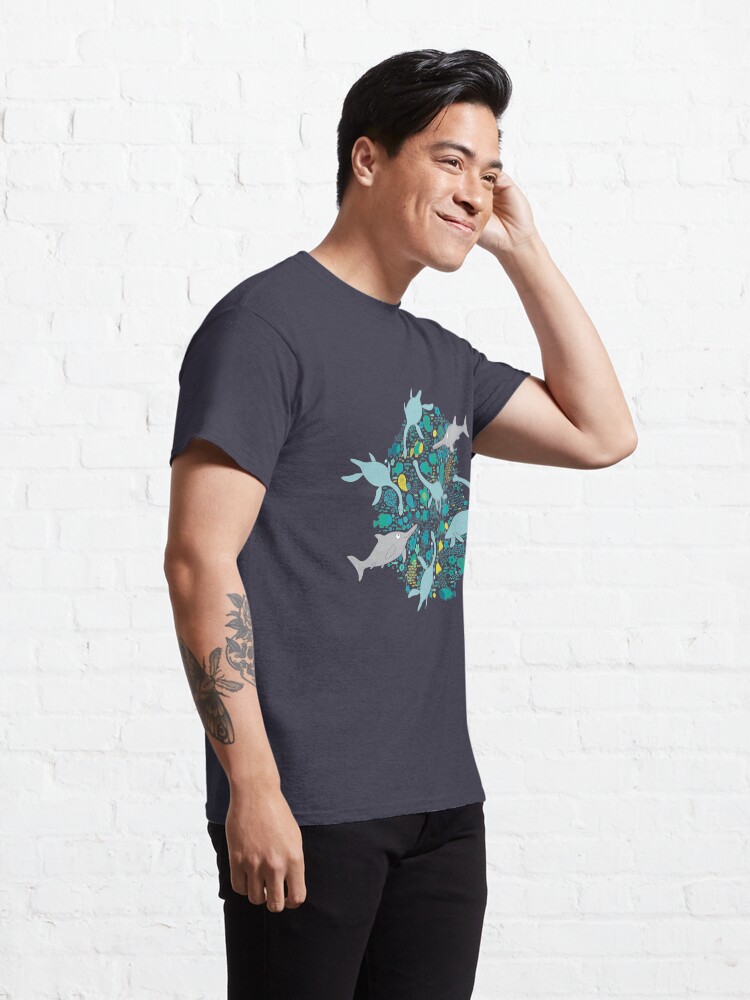 Alternate view of Swimming with Plesiosaurs - cute prehistoric animal design Classic T-Shirt