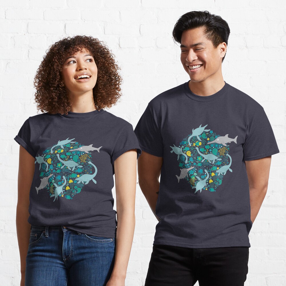 Swimming with Plesiosaurs - cute prehistoric animal design Classic T-Shirt