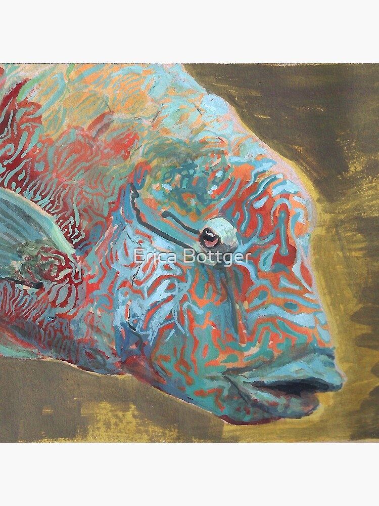 Thumbnail 3 of 3, Pin, Endangered animal Alphabet - Humphead Wrasse designed and sold by EricaBottger.