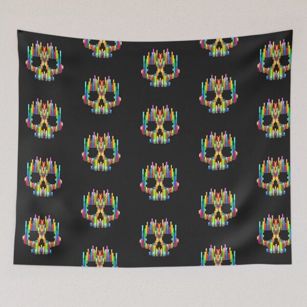 Item preview, Colorful Pixel Skull (Black) designed and sold by ScruffyCrow.