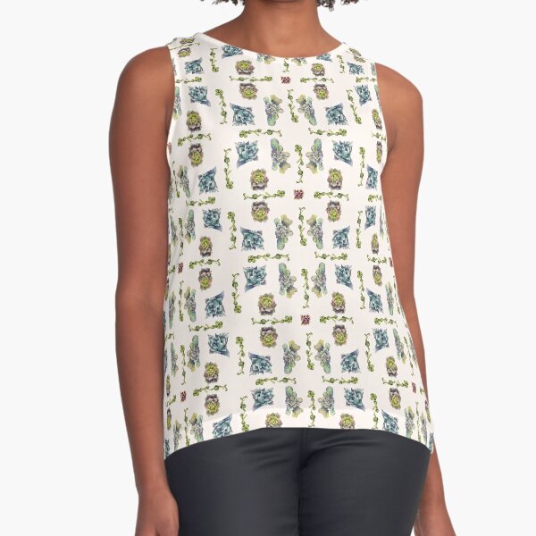 Summer Succulents, Spring Day - Pattern Sleeveless Top