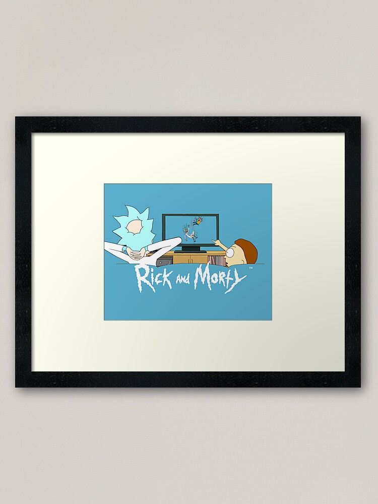 Alternate view of Rick and Morty - Watching TV Framed Art Print