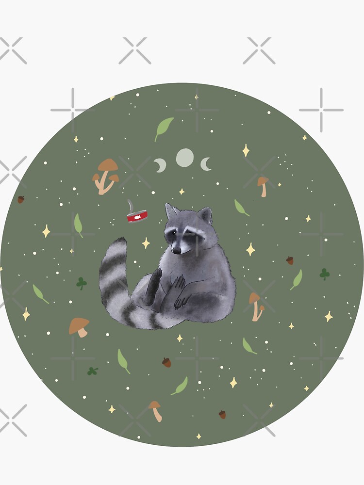 Cottagecore Raccoon Aestethic Mushrooms Cute Trash Sticker