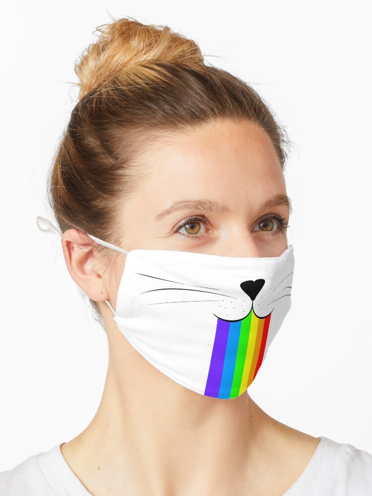 rainbow cat face mask