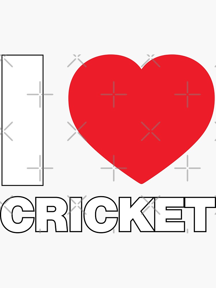 I Love Cricket Sticker For Sale By Thestarrysky Redbubble