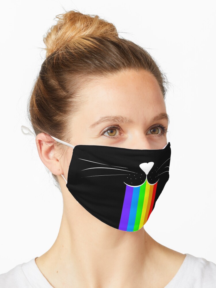 rainbow cat face mask