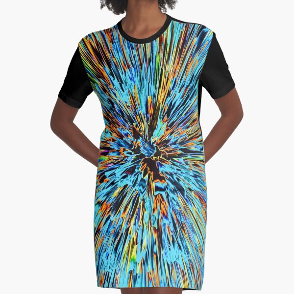 Warp Speed Galaxy View Abstract Color Burst Graphic T-Shirt Dress
