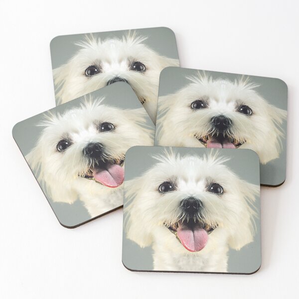 Item preview, Mixed breed White puppy dog showing tongue designed and sold by Dolphin Graphic.