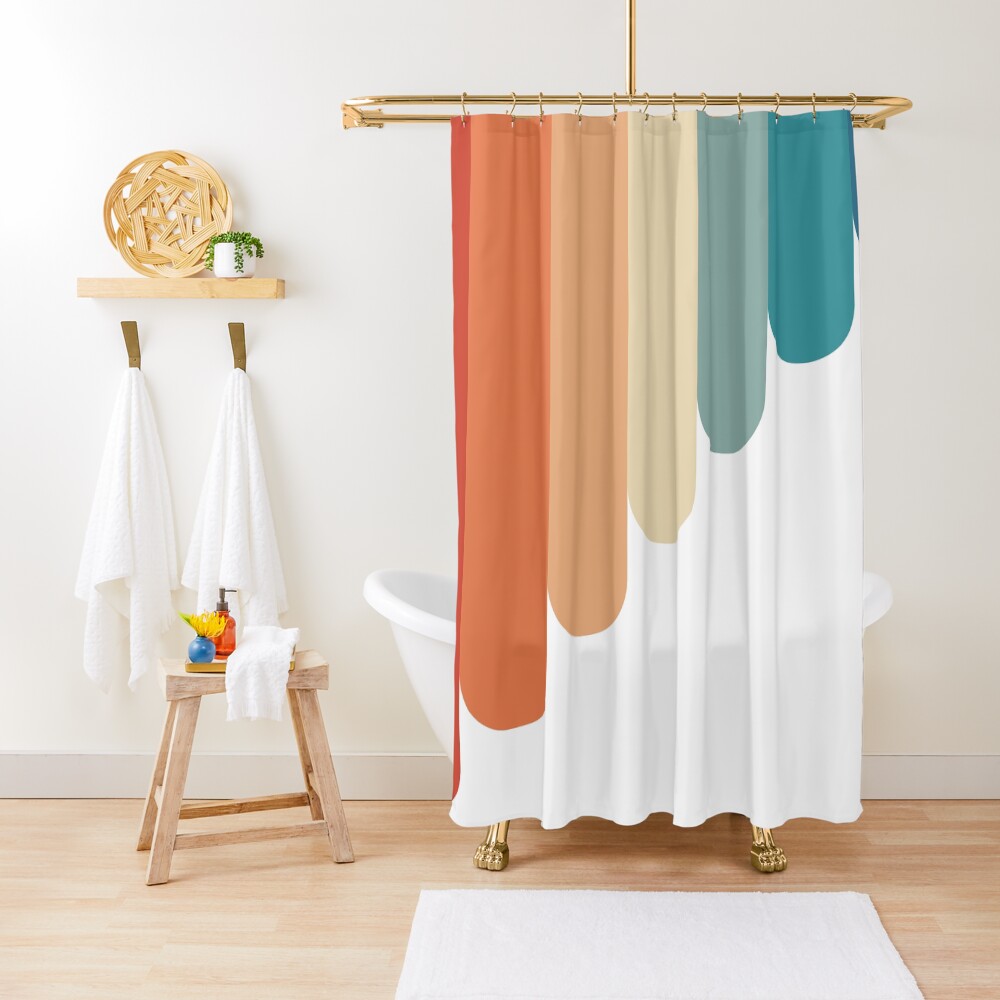 Retro Vintage Stripes Shower Curtain