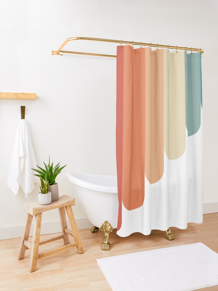 Alternate view of Retro Vintage Stripes Shower Curtain