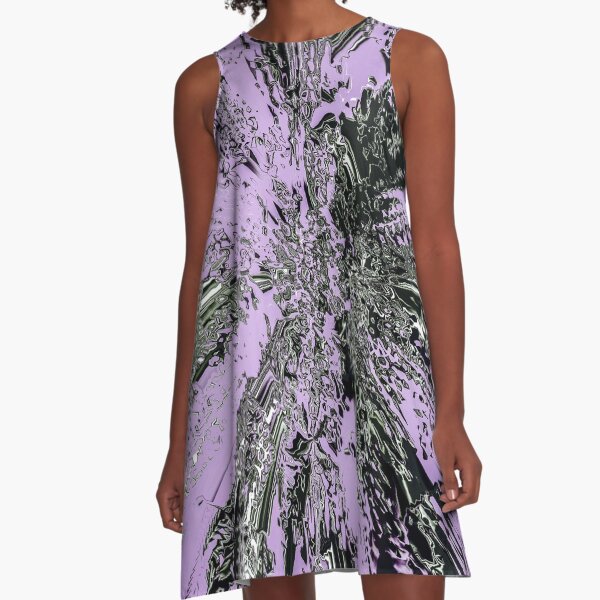 Purple Explosion Abstract Digital Art A-Line Dress