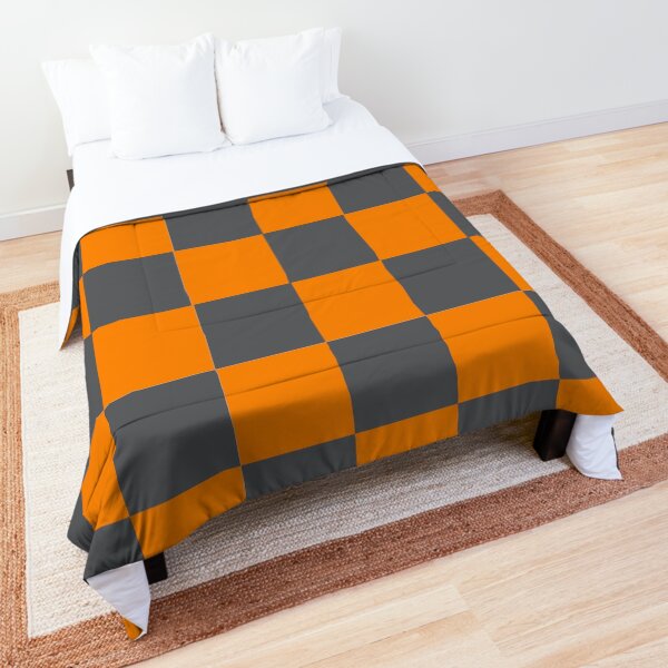 Tennessee Orange and Smokey Grey Checker Pattern Comforter