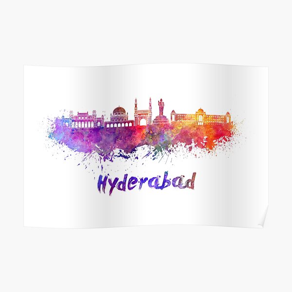 "Hyderabad skyline in watercolor" Poster for Sale by paulrommer Redbubble
