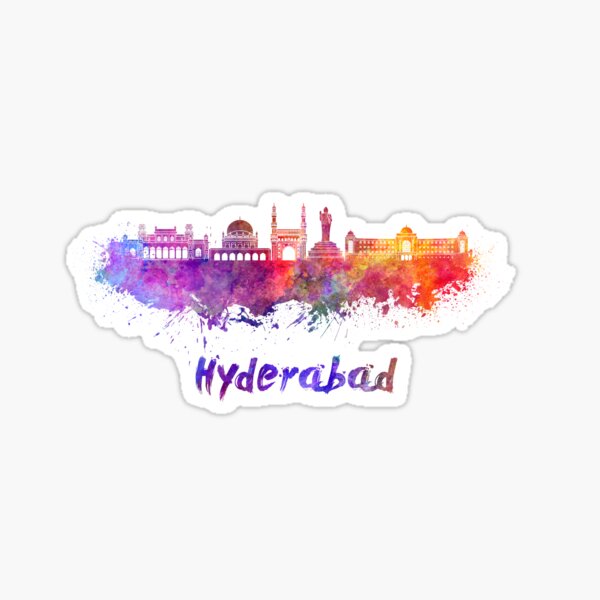 Hyderabad skyline in watercolor Sticker