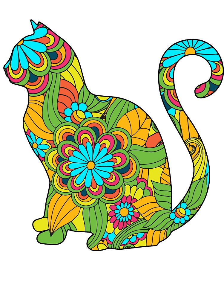 Cat In The Mandala Kids T Shirt By Ramdane Redbubble