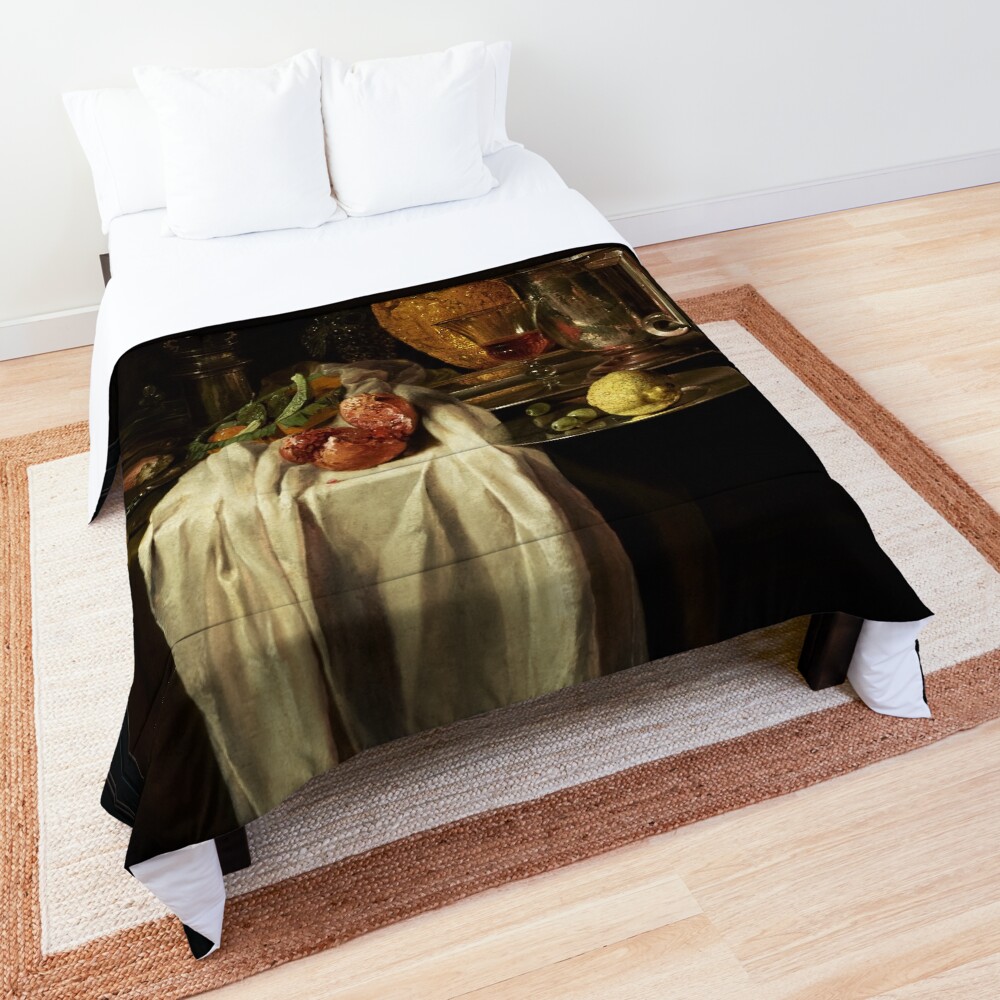 Xzendor7 Comforters, Duvet Covers and Throw Blankets - Elegance and Beauty 40 Still Life with Ewer, Vessels, and Pomegranate by Willem Kalf Old Masters Reproduction Comforter