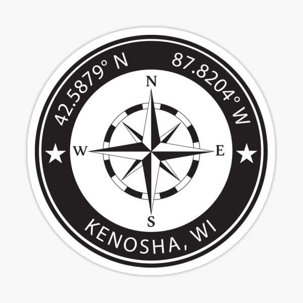 Item preview, Kenosha, Wisconsin Geographical Coordinates designed and sold by TeeOhGraphics.
