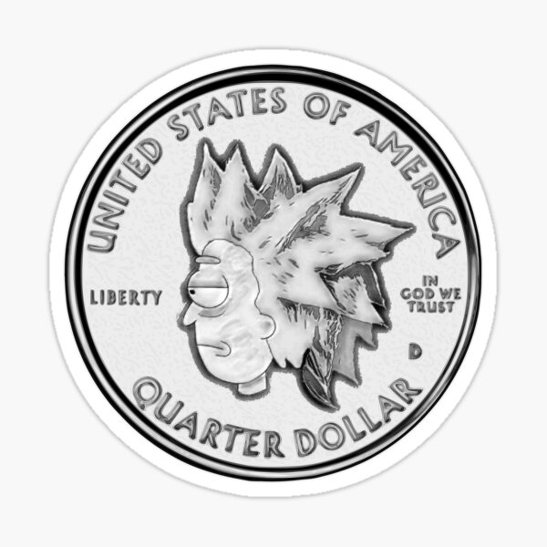 Rick Sanchez Wig Quarter Coin Sticker