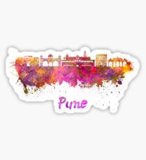 Pune skyline in watercolor Sticker