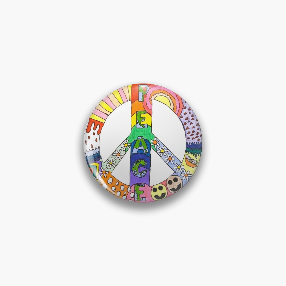 "retro peace sign" Pin for Sale by CarolinaOByrne | Redbubble