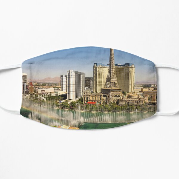 Bellagio Fountains and Paris Las Vegas Mask