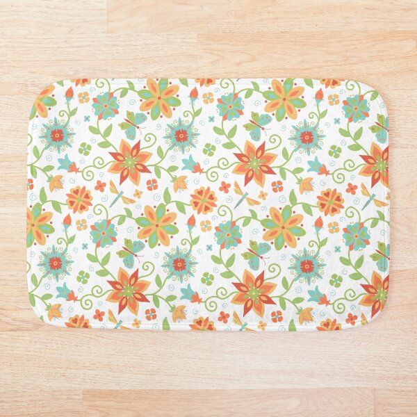 Item preview, Flowers, Butterflies, and Dragonflies on White Pattern designed and sold by Diana Garrison.