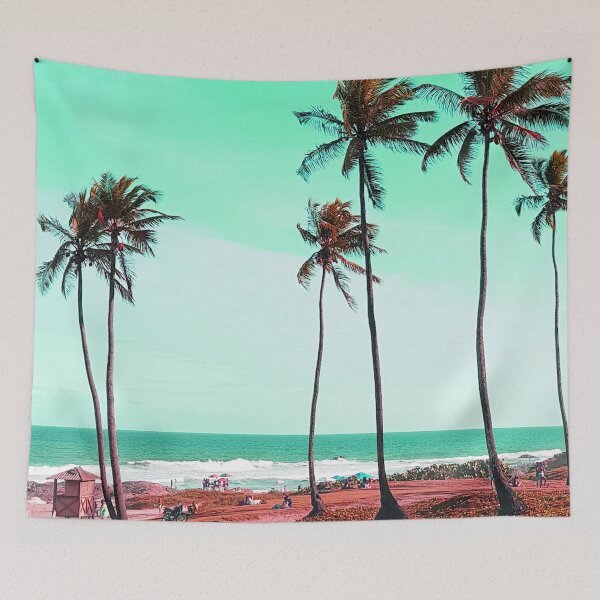 Item preview, Green and Pink Palm Tree Beach Scene in Brazil designed and sold by Andrei Rose.
