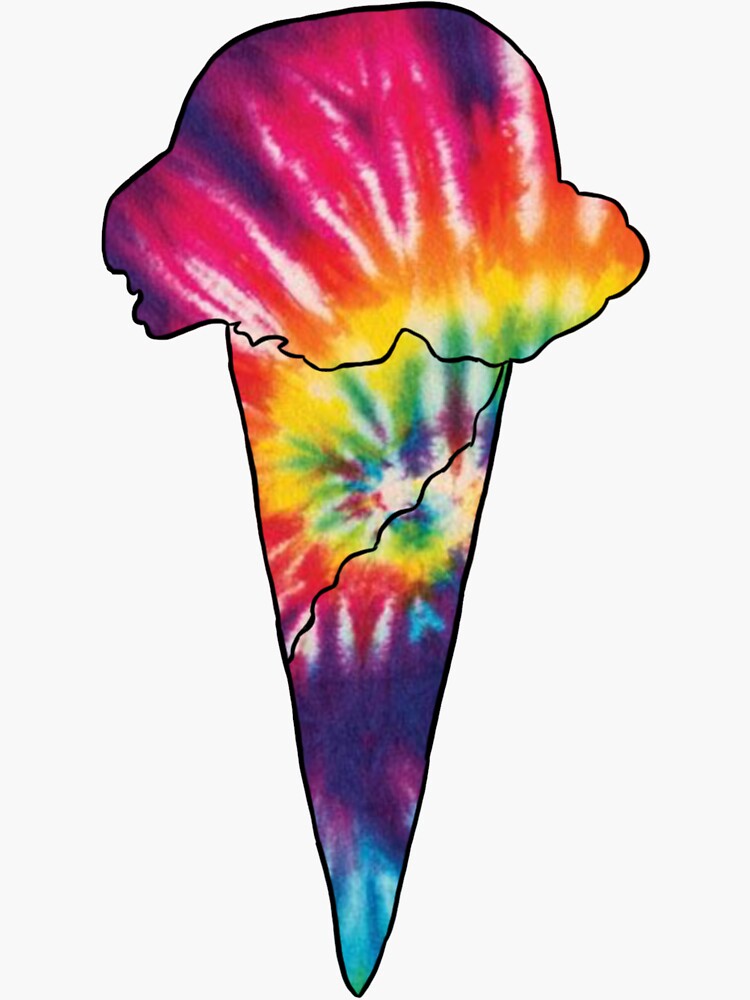 "Tie Dye Ice Cream Cone" Sticker by miacohen Redbubble