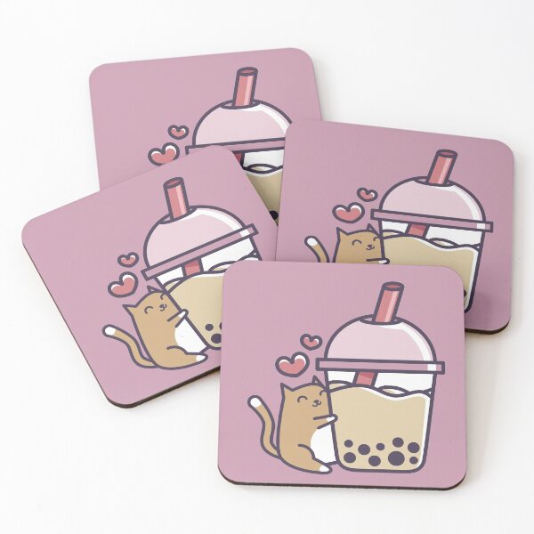 Item preview, Bubble Tea - Cute Kawaii Cat Hugging Boba Drink designed and sold by BobaTeaMe.