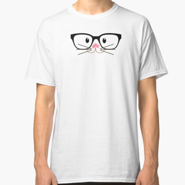 Smart Kitty Cat Wearing Glasses Cute Cat Face Classic T-Shirt