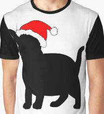 Kitten in a Santa Hat Graphic T-Shirt