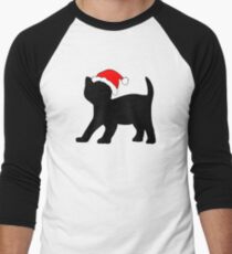 Kitten in a Santa Hat Men's Baseball ¾ T-Shirt