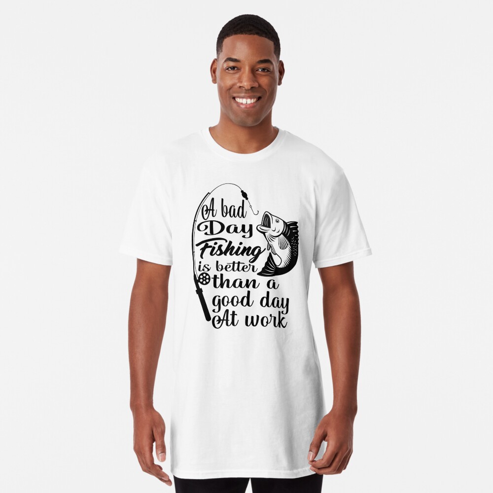  Womens A Bad Day Fishing Is Better Than A Good Day At Work  V-Neck T-Shirt : Clothing, Shoes & Jewelry