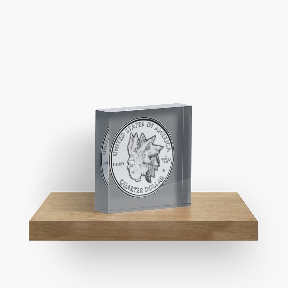 Rick Sanchez Wig Quarter Coin Acrylic Block