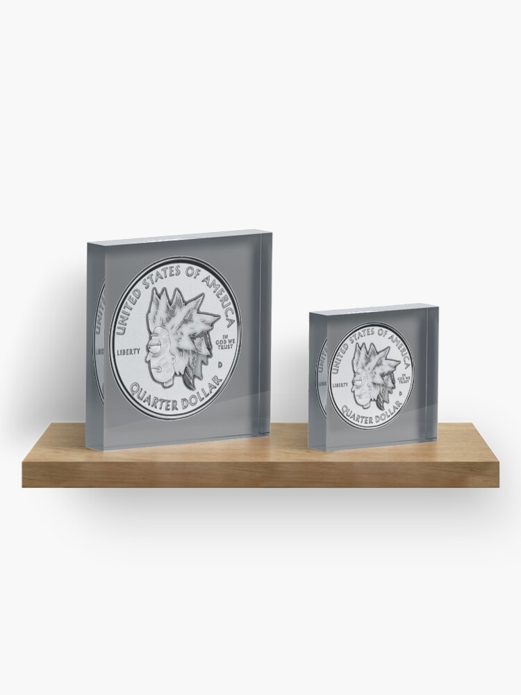 Alternate view of Rick Sanchez Wig Quarter Coin Acrylic Block