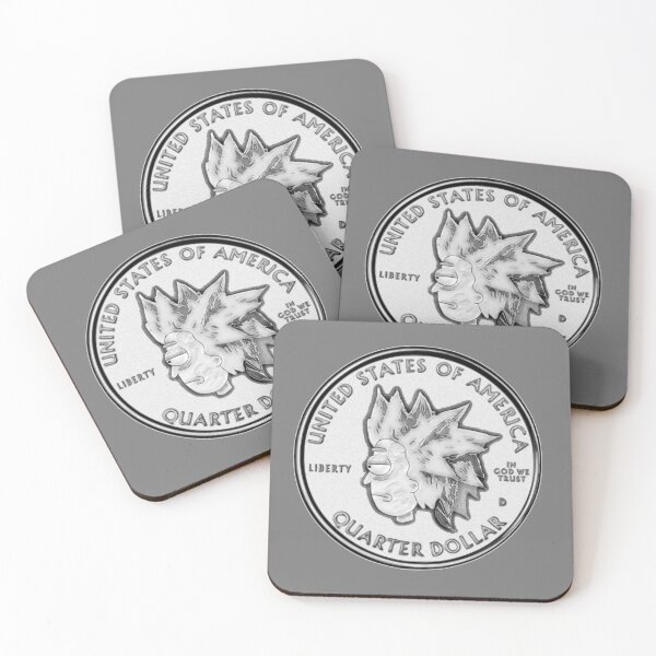 Rick Sanchez Wig Quarter Coin Coasters (Set of 4)