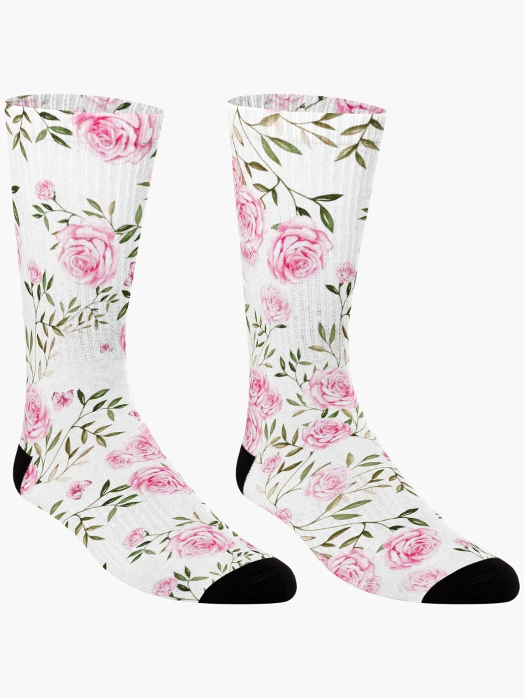Thumbnail 3 of 5, Socks, Vintage Pink Roses designed and sold by RuthFurtado.