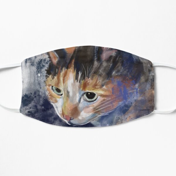 Watercolor Calico Cat Mask
