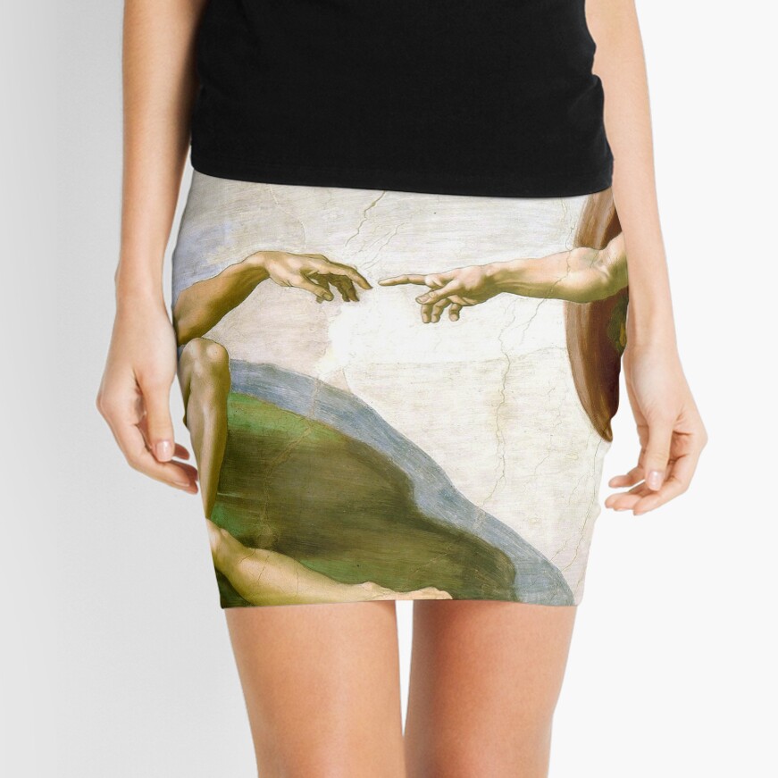 The Creation of Adam Painting by Michelangelo Sistine Chapel Mini Skirt