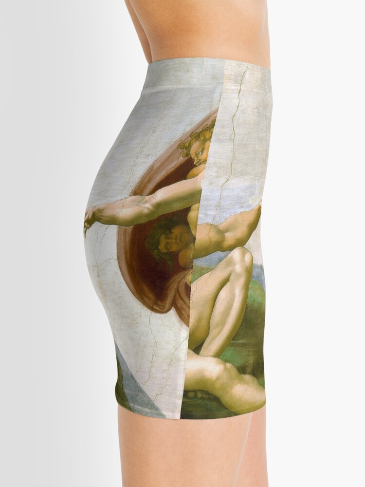 Alternate view of The Creation of Adam Painting by Michelangelo Sistine Chapel Mini Skirt